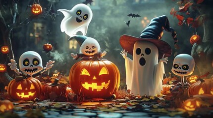 halloween family, AI generated video - Powered by Adobe