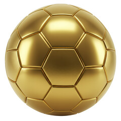 Golden soccer ball isolated on transparent background