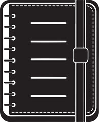 Obraz premium Black vector icon of a spiral bound planner book notebook journal