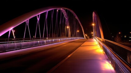 Fototapeta premium Illuminated arch bridge at night