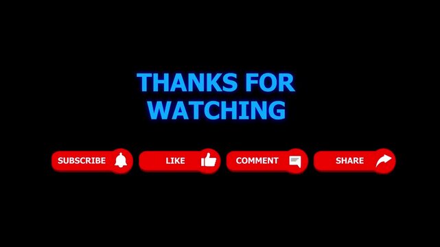 like share Comment Subscribe icons Animated Graphic isolated on black background. COMMENT” with a chat bubble, and “SHARE” with a forward arrow. Clean and professional YouTube outro screen.