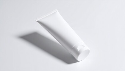 White cosmetic tube mockup, clean background, studio lighting, product display.