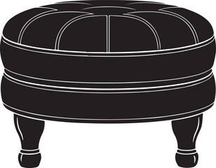 Upholstered ottoman with decorative stitching and carved legs footrest tufted