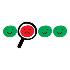 User experience. Sad face. Flat design. Vector illustration on white background.