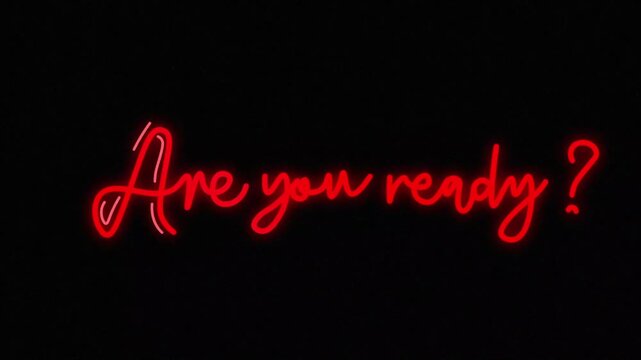 are you ready One line continuous animated typography intro outro, mister misses hand drawn calligraphy monoline vintage text on background, aniamted Calligraphy lettering animation video, red on blac