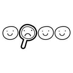 Feedback concept. Sad face. Outline design. Vector illustration on white background.