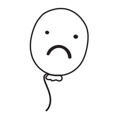 Sad balloon. Outline vector design. Illustration on white background.