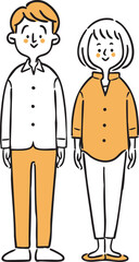 男性と女性　父と母（オレンジ）ベクター
