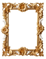 Elegant Vintage Floral Frame with Ornate Gold Detailing and Pastel Flowers for Decorative and Artistic Design Projects