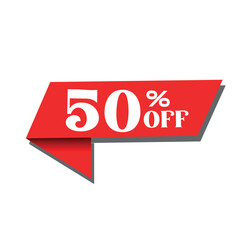 50% OFF Red Badge  Flat Vector Discount Label