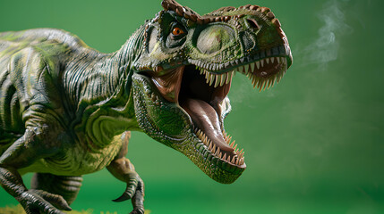 allosaurus dinosaur with open jaw green screen