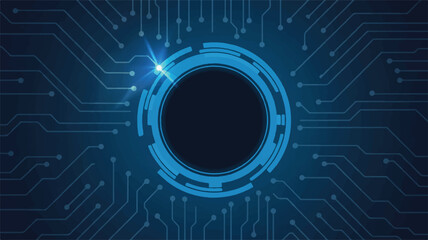 Obraz premium Digital Circuitry: A high-tech visualization of complex digital circuitry, with a central circular core of circuits and shining glow.