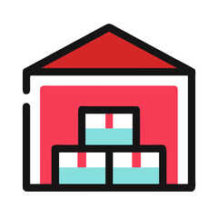 a warehouse with stacked boxes, concept image

