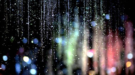 Abstract water droplets and colorful lights