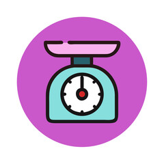 Illustration of a kitchen scale with a dial, concept image
