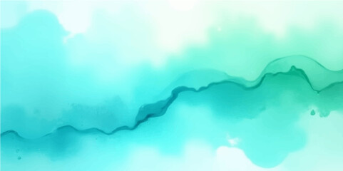 An abstract watercolor painting of a bright blue summer sky with white, fluffy clouds