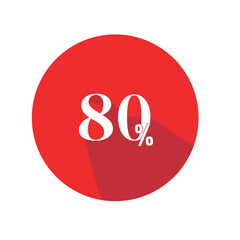 80% Discount Sale Red Circle Badge – Flat Vector Special Offer Label