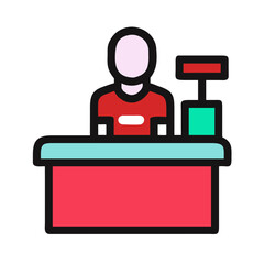 Cashier at the cash register