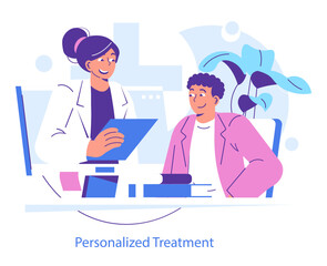 Doctor Explaining Personalized Treatment to Patient Vector