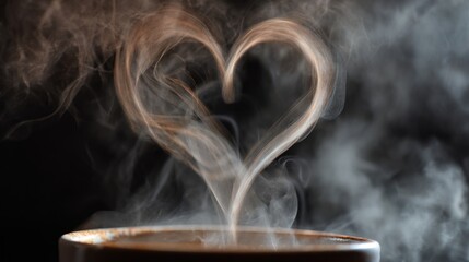 Steam heart, hot drink