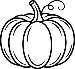 Pumpkin Line Art – Autumn Harvest Vector Illustration for Fall and Thanksgiving Themes