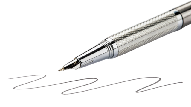 Elegant silver pen writing instrument for professional and creative writing and drawing on black background