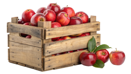 Fresh red apples in wooden crate organic fruit healthy eating apple harvest farm to table seasonal produce