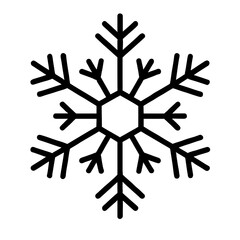 Geometric Black and White Snowflake Outline Icon - Winter and Cold Symbol