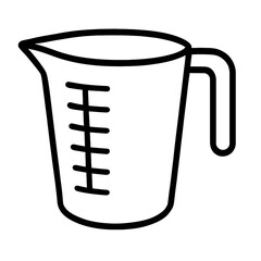 Simple Black and White Outline Measuring Cup Icon - Kitchen Baking Tool