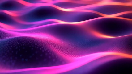 Vibrant abstract waves of purple and pink light flowing smoothly across a digital landscape - Powered by Adobe