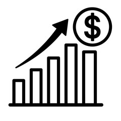 Business Growth Chart with Rising Arrow and Dollar Icon - Financial Success and Investment Performance