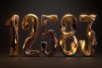 Gold numbers 12583 on dark background