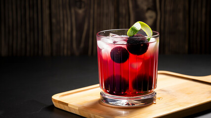 A cup of bayberry juice Chinese-style creative scene commercial photography