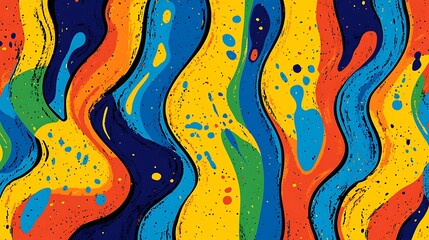 Vibrant and colorful abstract artwork displaying wavy lines and textures