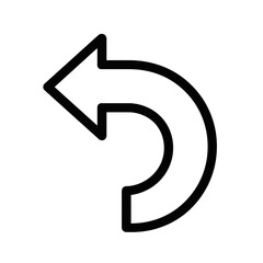 Simple U-Turn Left Arrow Vector Outline - Return, Reverse, or Direction Icon