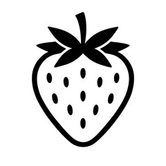 Fresh Strawberry Fruit Outline Vector Icon - Healthy Eating or Sweet Dessert Symbol