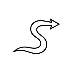 Dynamic Curved Arrow Vector Outline - Flow, Path, or Movement Icon