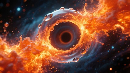 Fiery Vortex in Space: A Cosmic Phenomenon with Intense Flames and Celestial Elements