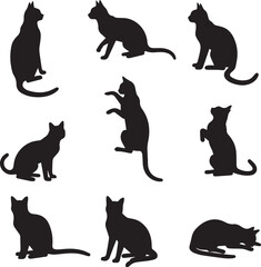 black silhouettes of cats vector 100% fully editable vector file.