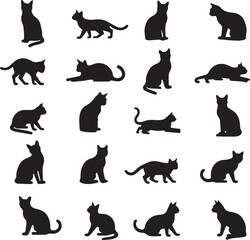 set of cats silhouettes 100% fully editable vector file.