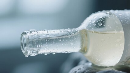 Chilled Glass Bottle with Condensation Droplets