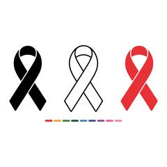 set of Cancer awareness ribbons