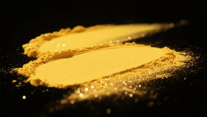Golden Powder Illuminated Against Dark Background