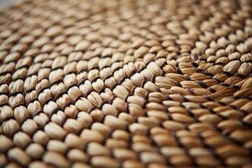Close-up woven straw placemat