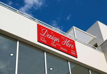 Mockup of storefront in Modern Building Exterior 