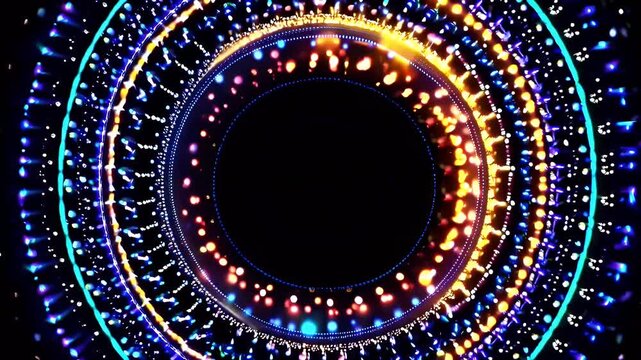 A bold vibrant 4K visual effect showing stylized circular burst that radiates outward like graphic explosion ideal data visualization transitions video intros modern tech