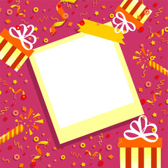 Birthday party banner template with birthday item