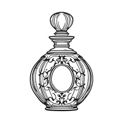 Ornate glass perfume line art artistic detailed drawing
