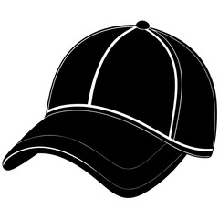 Black baseball cap vector illustration with casual and sporty style