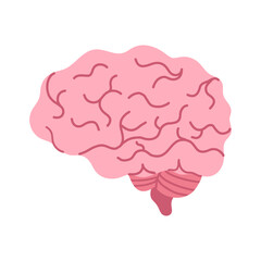 Human brain organ vector illustration. Simple flat design for posters, banners, cards. Surgery, medicine topic. Human brain icon isolated on white bg